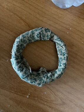 Green Floral Fabric Bracelet - Lightweight Wrapped Bangle